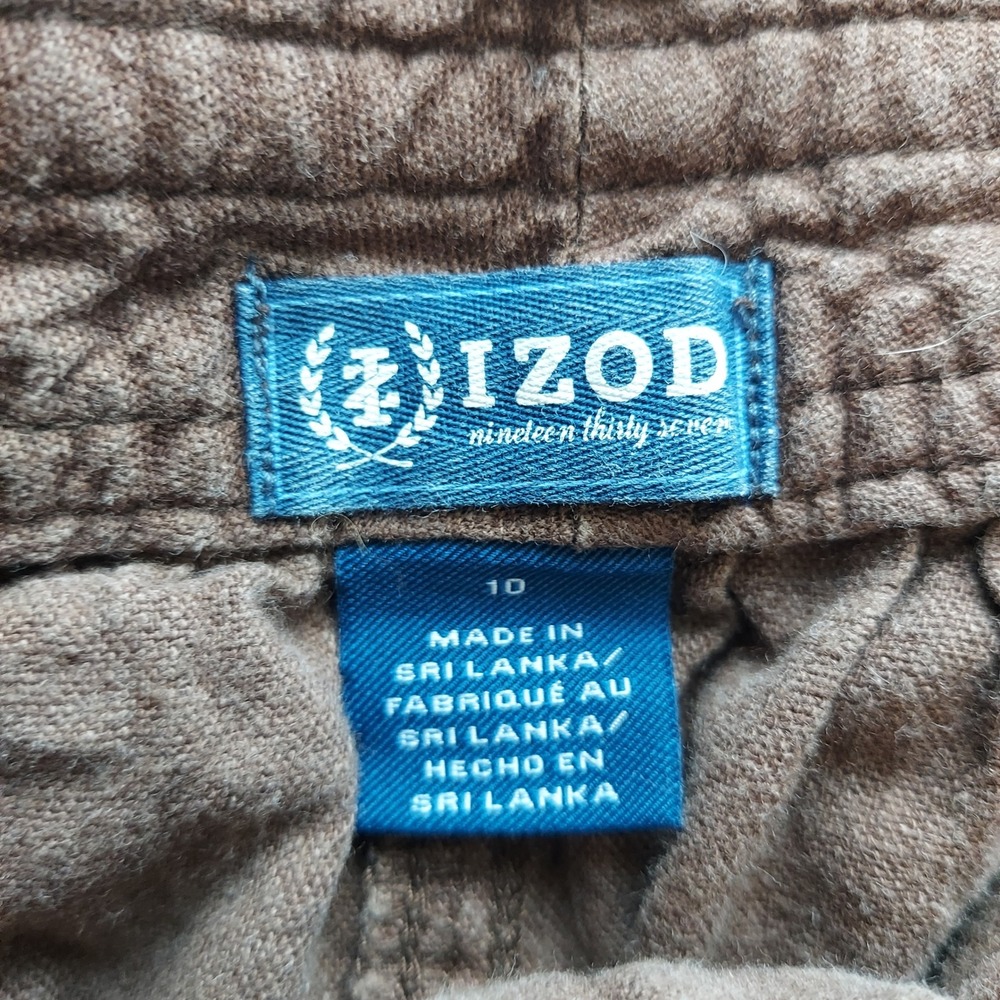 Izod Brown Linen & Rayon Cargo Mini Skirt Drawstring Utility Size 10 - Picture 3 of 5